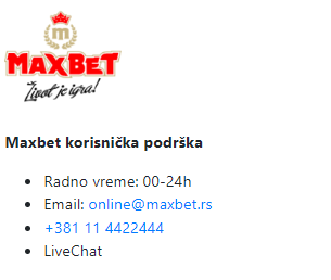 Maxbet корисничка подршка