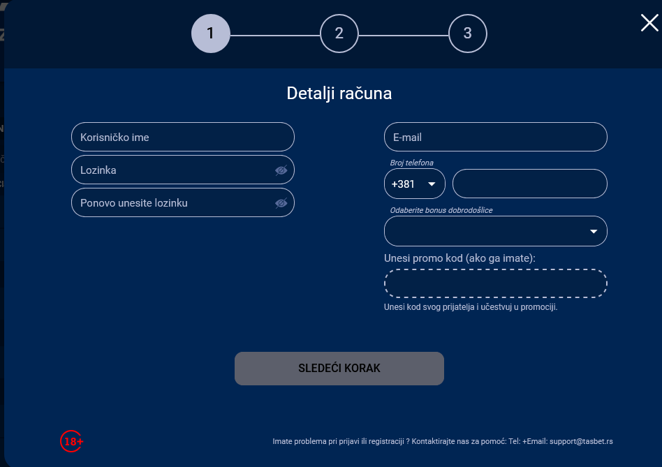 Tasbet кладионица регистрација